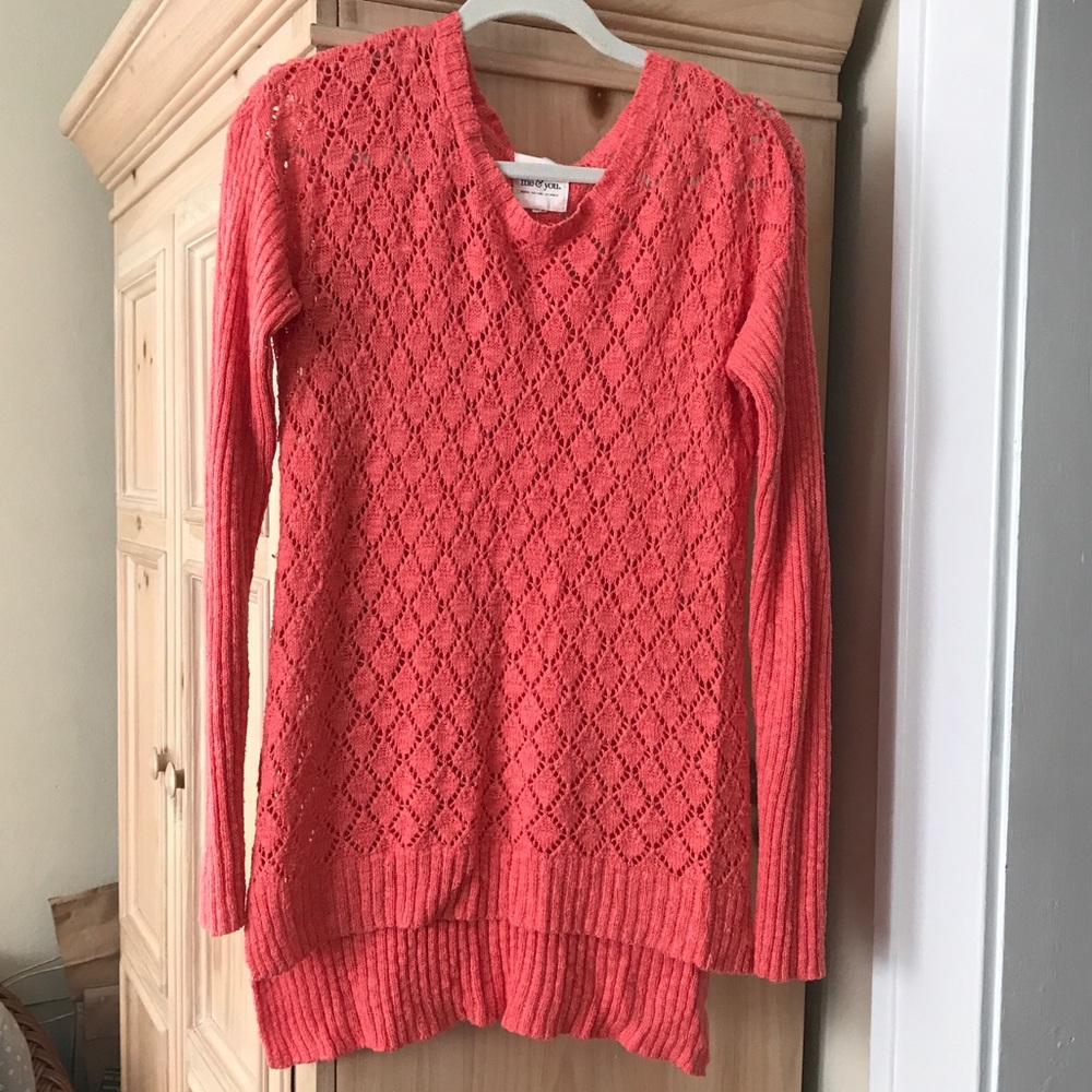 Soft peach crochet sweater